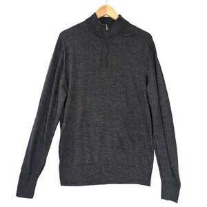 Daniel Cremieux Merino Wool Quarter Zip Sweater Mens L Gray Signature Collection